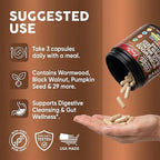 Clean Nutra Wormwood Black Walnut Pumpkin Seed Clove Oil Celery Garlic Grape Papaya Neem Diatomaceous Earth Womens Probiotic Gut Health Cleanse Detox Oregano Olive Turmeric Supplement Vegan Capsules