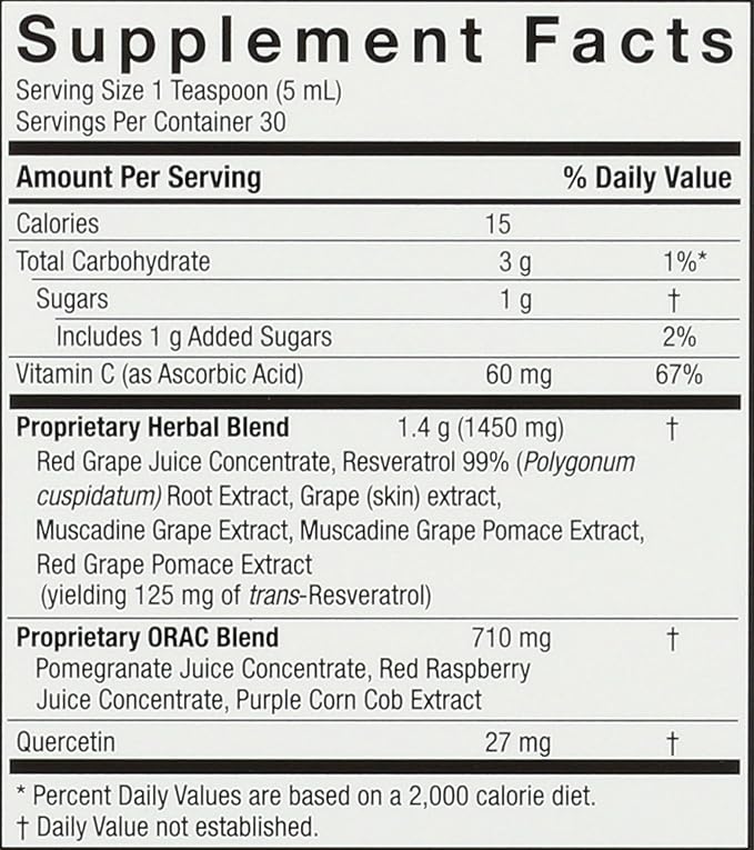 Nature's Answer Alcohol-Free Resveratrol Reserve, 5-Fluid Ounces | Packed with Antioxidants | Promotes Overall Health | Immune System Support | Single Count
