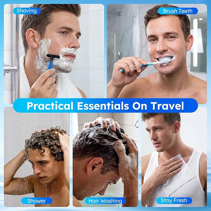 Travel Hygiene Kit Personal Toiletries Bulk, Disposable Homeless Care Package Supplies, Men Toiletry Set Cleaning Essentials Individually Wrapped for Camping, Travel, Relief, Charity (11-in-1, 5)