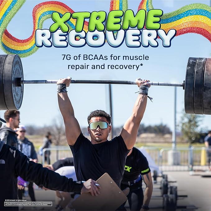 Xtend Original BCAA Powder, 7g BCAAs and 2.5g L-Glutamine for Muscle Recovery, Hydration, and Lean Muscle, Sugar Free Intra and Post Workout Drink, Airheads Xtreme Rainbow Berry, 30 Servings