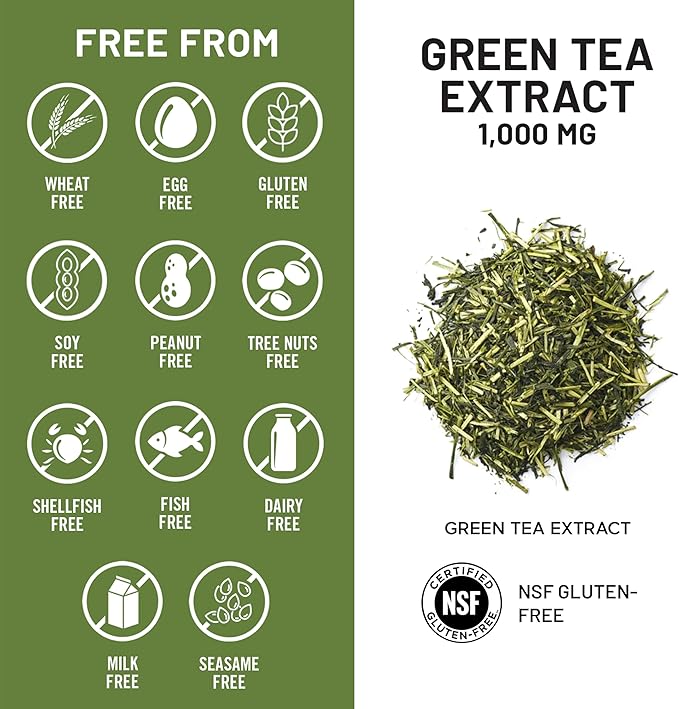 NatureWise Green Tea Extract Capsules 1000 mg - 50% EGCG & 98% Polyphenols - Extra Strength Green Tea Pills - Antioxidants for Heart Health & Energy - Vegan, Non-GMO - 60 Count[30-Day Supply]