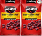 Jack Link's Beef Tender Bites, Teriyaki, Half Pounder Bag - Flavorful Meat Protein Snacks for Lunches, 10g of Protein and 70 Calories per Serving, Made with 100% Beef (Pack of 2)