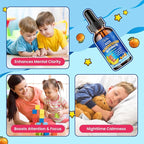 Magnesium Glycinate Liquid for Kids - with L-Theanine Omega-3, Vitamin B6, D3, Zinc - Kids Magnesium Drops for Sleep, Relaxation, Calm & Focus - 2 Fl Oz, Orange Flavor