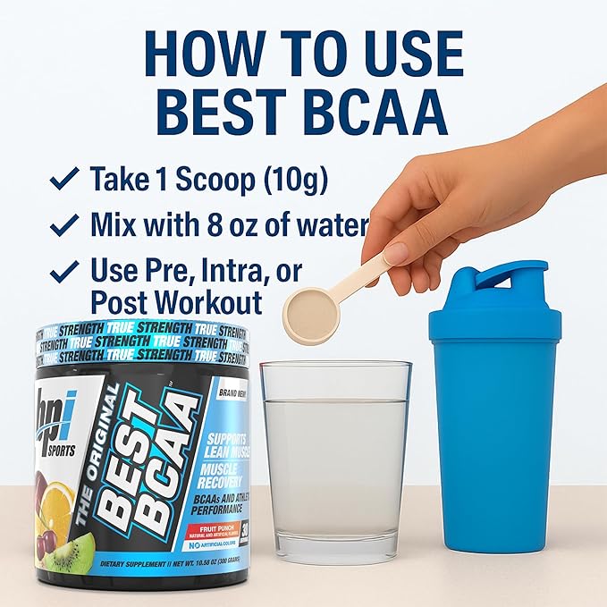 BPI Sports Best BCAA Powder - Muscle Recovery Support - Branched Chain Amino Acids | Building Blocks of Protein and Muscle - Post Workout Recovery – Hydration - Fruit Punch, 30 Servings