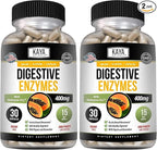 Kaya Naturals Digestive Enzymes with Prebiotics & Probiotics - Constipation & Bloating Relief Pills for Women & Men - Aids Immune Function - Digestion Support - 30 Veggie Capsules (Pack of 2)