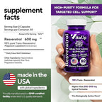 VitaUp Trans-Resveratrol Supplement – 98% Purity USA Made Resveratrol Capsules 600mg - Standardized to 98% Trans-Resveratrol – Antioxidant for Healthy Aging & Energy Support – 60 Caps