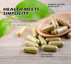 Shilajit 9000mg, Sea Moss 17500mg, Ginger & Black Seed Oil 4000mg, Ashwagandha 5000mg, Rhodiola Rosea, 1000mg Panax Ginseng 1500mg, All in 1 Supplement - Sea Moss & Shilajit Vitality Bundle