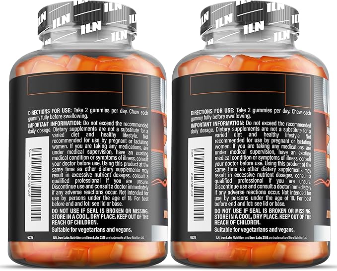 Iron Labs ZM6 Gummies for Men & Women - 2 Pack - Zinc Magnesium Gummies (200 Count, Orange Flavor, Vegan) - Magnesium Citrate and Zinc Citrate Supplements with Vitamin B6 and D3