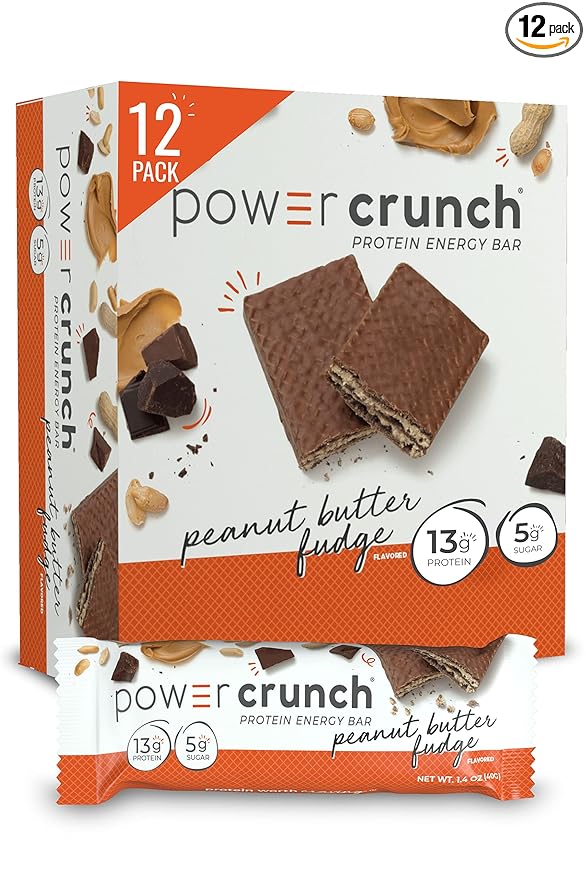 Power Crunch Protein Wafer Bars, High Protein Snacks with Delicious Taste, Peanut Butter Fudge, 1.4 Ounce (12 Count)