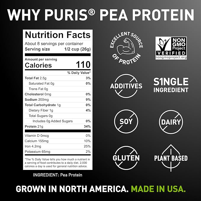 PURIS Pantry Textured Pea Protein, Unflavored Meatless Vegetable Crumbles, Soy Free, Gluten Free, 21g of Protein per Serving, Plant-Based Vegan Meat Substitute, Equivalent to 60 Pounds Ground Beef | 20 lbs Bag in Box