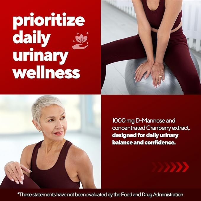 D-Mannose Supplements for Women – USA Made D-Mannose with Cranberry & Vitamin C – Cranberry Pills for Women for Urinary Tract & Bladder, Immune Support – 90 Vegan Capsules