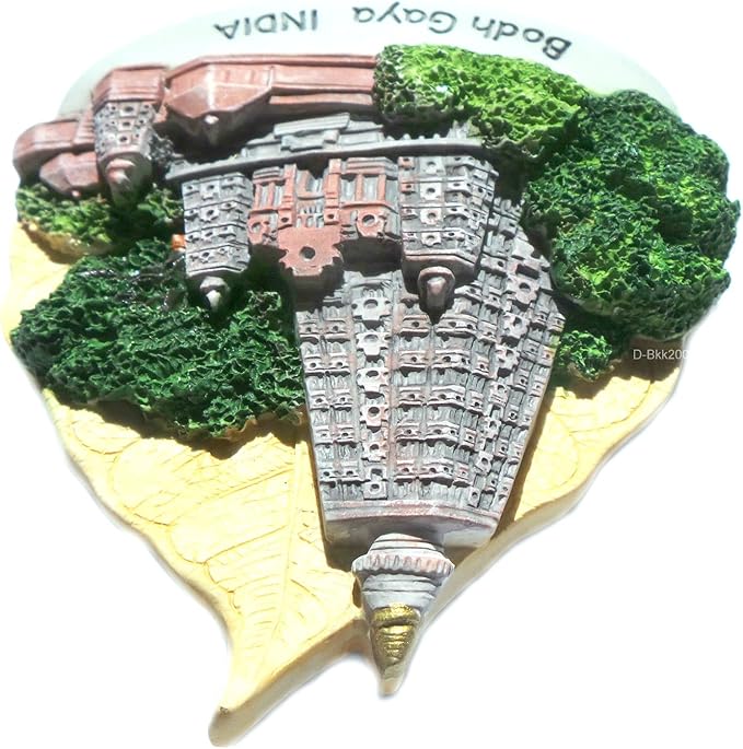 WitnyStore Tiny 3" Mahabodhi Temple Bodh Gaya Bihar India - Miniature Hand Made Resin 3D Asia Landmark Tourist Attractions Decorative Refrigerator Fridge Magnets Collectible Traveler Souvenirs Gifts