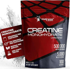 WELLNESS LABSRX Creatine Monohydrate Powder 500g – 100 Servings Micronized Creatine Powder Supplement, Unflavored Creatine for Women and Men, Supports Muscle Strength, Energy, Endurance and Workout