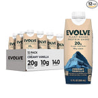Evolve Plant Based Protein Shake, Vanilla Bean, 20g Vegan Protein, Dairy Free, No Artificial Sweeteners, Non-GMO, 10g Fiber, 11 Fl Oz (Pack of 12) (Formula May Vary)