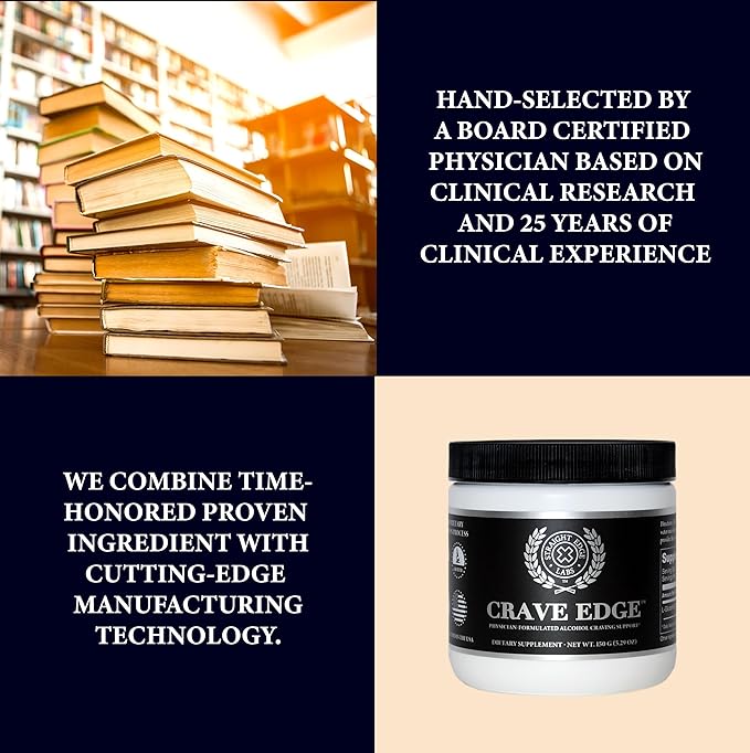 Crave Edge Alcohol Craving Support, Physician-Formulated Anti Alcohol Replacement Drink, Stop Drinking, Liver Detox, Fast Acting, No Big Pills or Bad Taste (150G Powder, 30 Servings)