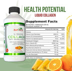 Liquid Collagen for Women & Men-Pine'O'Range Flavored Premium Grade 10000 mcg Biotin+8000 mg of Hydrolyzed Collagen for Radiant Skin Glow,Anti-Aging,Hair Growth & Nice Nails.16 fl oz-Made in USA