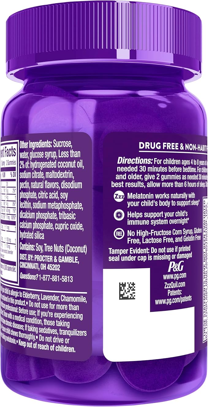 Pure Zzzs Kidz + Immunity by Vicks, Melatonin Sleep Aid Gummies for Kids and Children, Zinc for Immune Support, Low Dose Melatonin, Berry Flavored, 42 Gummies