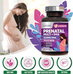 Prenatal Vitamins for Women - Multivitamin with DHA, Folic Acid, Vitamin C, B12, Iron & Omega-3 - Before, During & Post Pregnancy Supplement for Healthy Growth & Brain Development - 120 Softgels