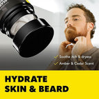 The Beard Club Biotin Beard Balm for Men - Beard Growth Shea Butter with Castor & Coconut Oil - Moisturizing, Hydrating and Softening Cream - Amber Cedar Scent - 4 oz