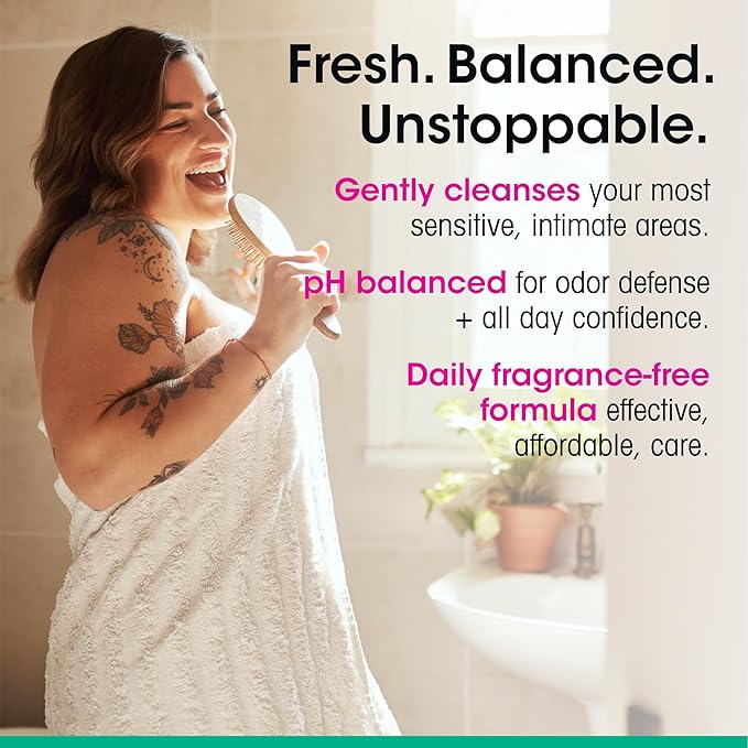 vH Essentials Daily Feminine Wash - 6 Fl Oz - Fragrance-Free, Odor Eliminating Body & Vaginal Wash with Tea Tree Oil, Prebiotics and Lactic Acid for pH Balance, Odor Defense and Vaginal Health