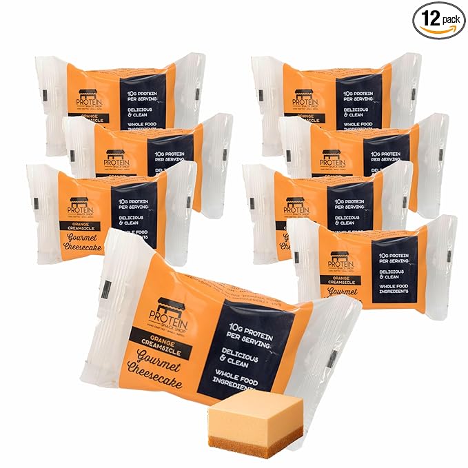 Low Carb Protein Cheesecake Bars | High Protein, Gluten-Free, Clean Ingredients Snack Bars (12, Orange Creamsicle)