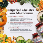 Vitalitown Magnesium Complex Supplement 500mg - NSF Certified Magnesium Glycinate, Malate, Taurate & Citrate - Chelated High Absorption & Gentle on Stomach - Vegan Non-GMO 2 Packs 240 Capsules