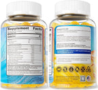 Vegan Omega-3 Gummies 1000mg + Turmeric - Omega 3 Fish Oil Alternative for Adults - Algae DHA 600mg & EPA 300mg, Vitamins A, C, E, Zinc & MSM, Sugar Free, 60 Cts