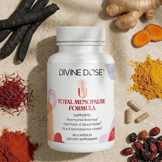 Total Menopause Formula 17-in-1 Support Supplement for Women with Ashwagandha, Black Cohosh, Maca, Probiotics, Vitamins D3, B6, B12 for Balance, Vitality & Mental Clarity | 60 Capsules