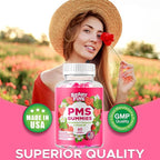 PMS Gummies - PMS Vitamins for Women & Teens - PMS Period Relief - Cramping, Bloating, Mood Swings - Made in The USA (Strawberry, 60 Count)