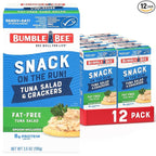 Bumble Bee Snack On The Run Fat-Free Tuna Salad with Crackers Kit- Ready to Eat, Spoon Included - Wild Caught Tuna - Shelf Stable & Convenient Protein Snack, 3.5 Ounce Boxes (Pack of 12)