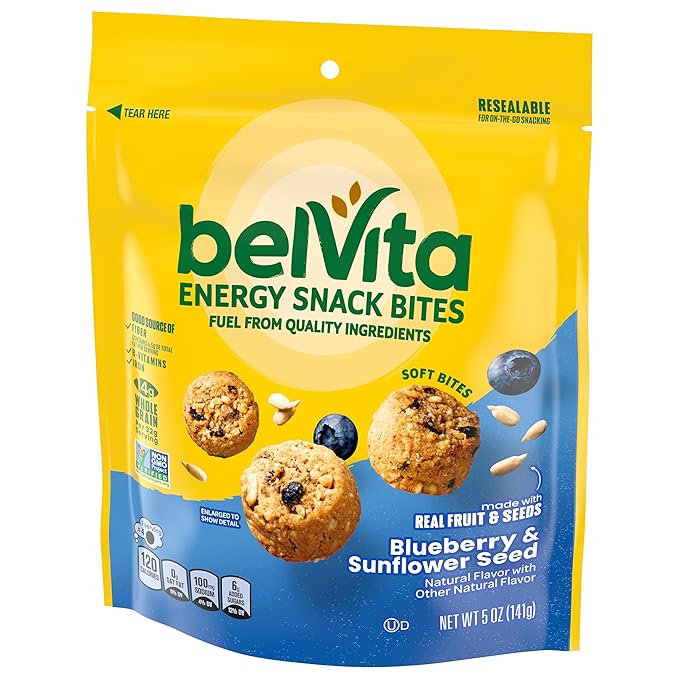 belVita Energy Snack Bites, Blueberry and Sunflower Seed, 5 oz (Pack of 2)