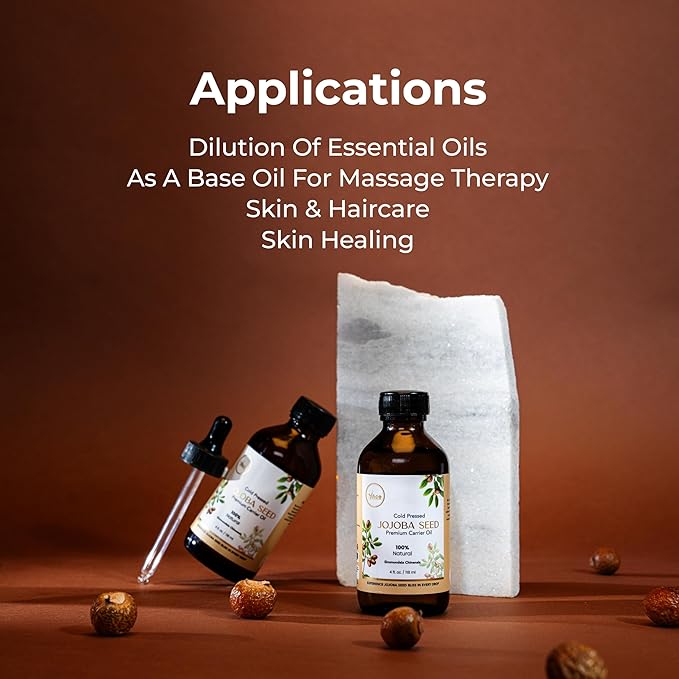 My Ace Jojoba Seed Carrier Oil | 100% Pure Cold Pressed Oil for Hair, Face, Skin & Body Moisturizer, Massage & Aromatherapy – 4 fl oz