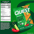 Quest Nutrition Chili Lime Tortilla Style Protein Chips, 20g Protein, 3g Net Carbs, Low Carb, Gluten Free, 1.1 oz (Pack of 12)