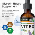 BIO KRAUTER Vitex Chasteberry Supplement for Women & Menopause Support* - 2 Fl.Oz 28 Days of Supply - Pure Vegan Vitex Berry Tincture - Alcohol & Sugar Free, Non-GMO - Relaxation & Women's Wellness