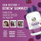 MaryRuth's Skin Restore + Renew Gummies With Hyaluronic Acid | Skin Hydration | Clinically Shown in Women to Reduce Fine Wrinkles & Improve Skin Firmness | Vegan Collagen Production | 60 Gummies