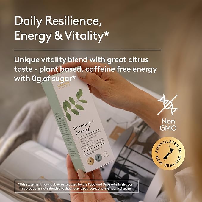 Immune + Energy Syrup, Herbal Formula with Ashwagandha, Echinacea, Astragalus and Ginseng, High Absorption, Easy to Take, Caffeine-Free - 6.7 Fl oz (40 Servings)