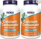 NOW Supplements, Calcium Carbonate Powder, High Percentage of Calcium, Supports Bone Health*, 12-Ounce (Pack of 2)