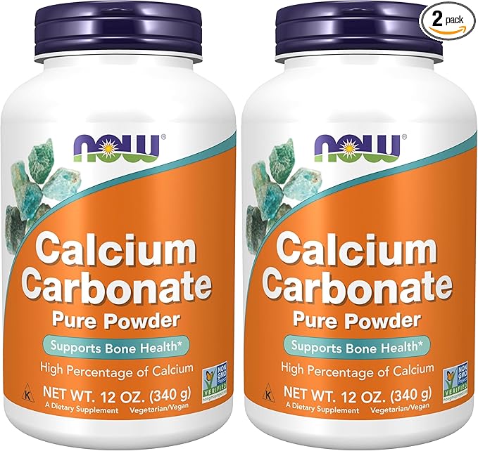 NOW Supplements, Calcium Carbonate Powder, High Percentage of Calcium, Supports Bone Health*, 12-Ounce (Pack of 2)
