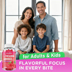 L-Theanine Gummies for Kids & Adults, L'Theanine 400mg with Ashwagandha, GABA, 5HTP, L Theanine Supplement for Calm, Zzz & Relaxation Support, Raspberry Flavor, 60 Counts