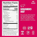 Chomps Grass-Fed and Finished Spicy Habanero Beef Jerky Snack Sticks 24-Pack - Keto, Paleo, Whole30, 10g Lean Meat Protein, Gluten-Free, Zero Sugar Food, Non-GMO