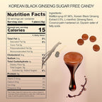 GeumHeuk Korean Panax Black Ginseng Candy Real Sugar Free (200g X 2 Bags (400g)) - NO Corn Syrup. Smooth, Breath Refresher, Healthy Candy, Best Taste and Sugar Free, Energy Candy