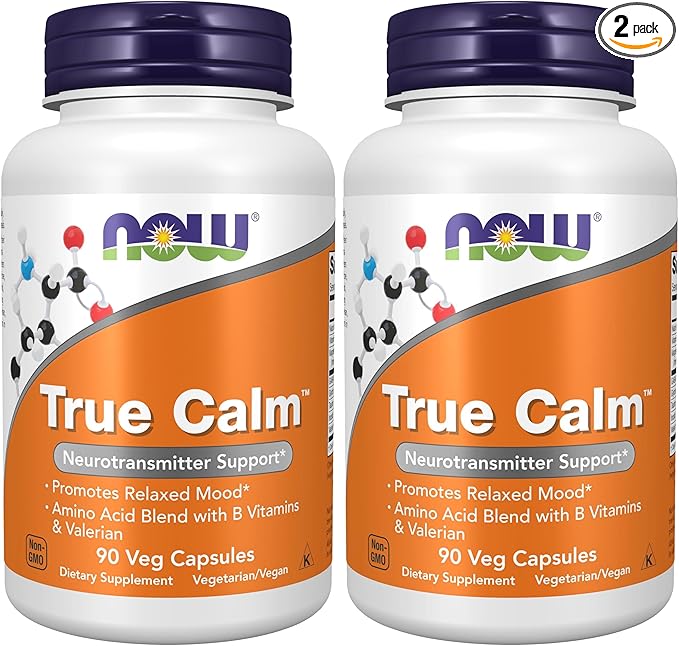 Now Supplements, True Calm, with Magnesium, GABA, B Vitamins & More, 90 Veg Capsules, (Pack of 2)