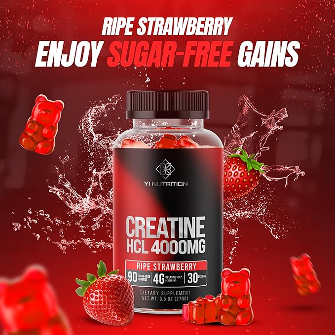 Creatine HCL Gummy - World's First 4000MG Creatine HCL Gummies 90 Count (90 Count)