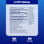 Natrol 5-HTP 200mg Dietary Supplement to Support a Balanced Mood, 60 Time Release Tablets, 60 Day Supply,(Pack of 2)