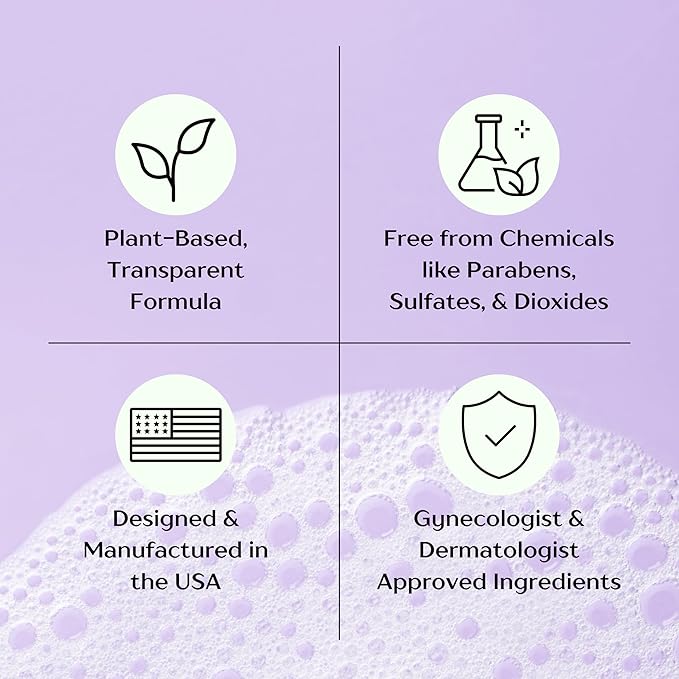 Violet Vibes Ultra-Gentle Feminine Wash | pH-Balancing, Nourishing, Odor-Control for Intimate Areas & Sensitive Skin | Daily Women Hygiene Essential | Infused w/Plant-Based Extracts | Unscented