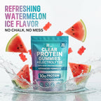 Zero Carb 100% Clear Whey Isolate Protein Gummies + Electrolyte | 300g Total Protein per Bag | Plant Based Ingredients with Vitamins for Men & Women Gluten Free Non-GMO | Watermelon |120 Count