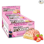 FITCRUNCH Snack Size Protein Bars, 6-Layer Baked Bar, 3g of Sugar, Gluten Free & Soft Cake Core (9 Bars, Strawberry Strudel)