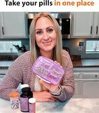 Travel Pill Organizer – Moisture-Proof Medicine Pill Organizer with Labels, 8 Compartment Pill Box Case for Vitamins & Supplements, Portable Pocket Pharmacy (Purple)