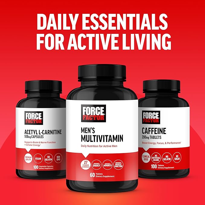 Force Factor Men’s Multivitamins, Multivitamin for Men Plus Amino Acids Supplement with 27 Vitamins and Minerals, and Phytonutrients to Support Energy, and Immunity, 60 Tablets