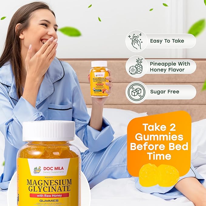 Magnesium Glycinate Gummies 100mg for Kids and Adults - Glicinato de Magnesio